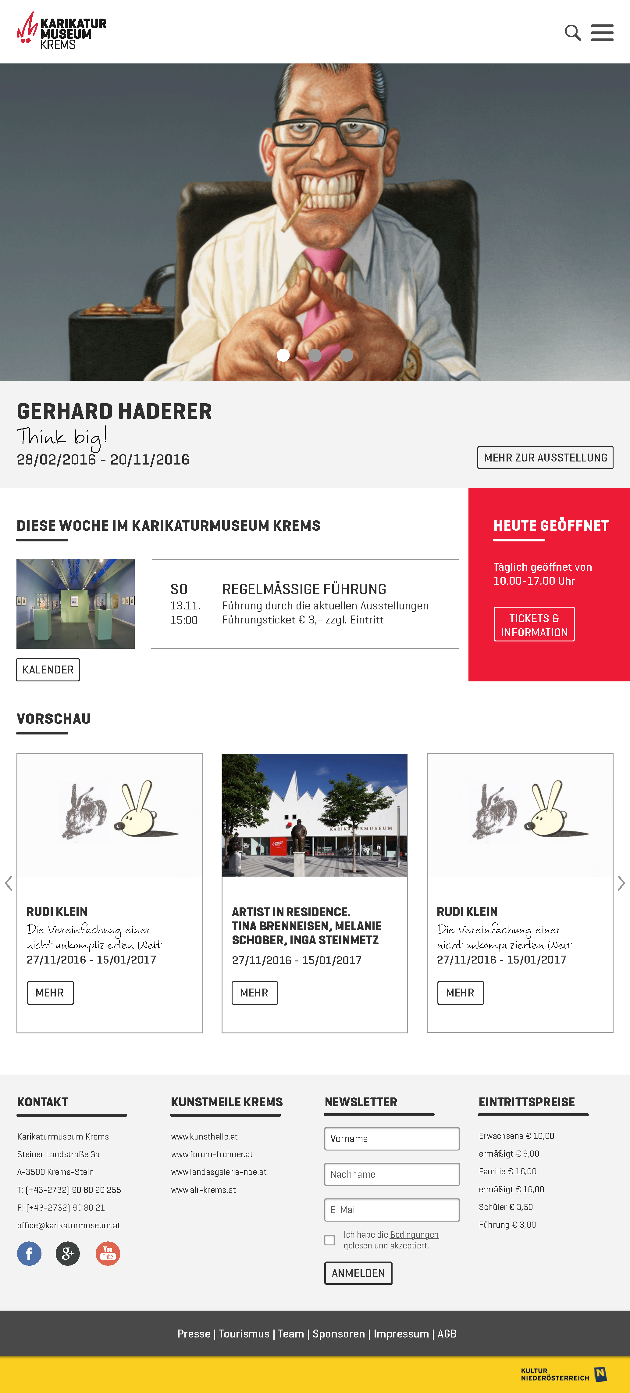 schultz+schultz Karikaturmuseum Krems Website